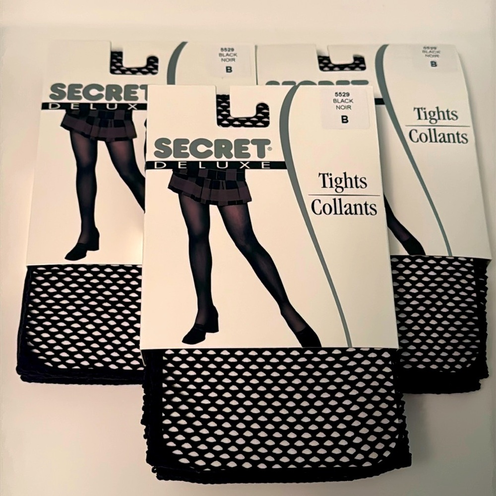 3 Pairs of Secret Fishnet Tights -Size B -New In Package